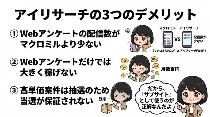 アイリサーチの3つのデメリット