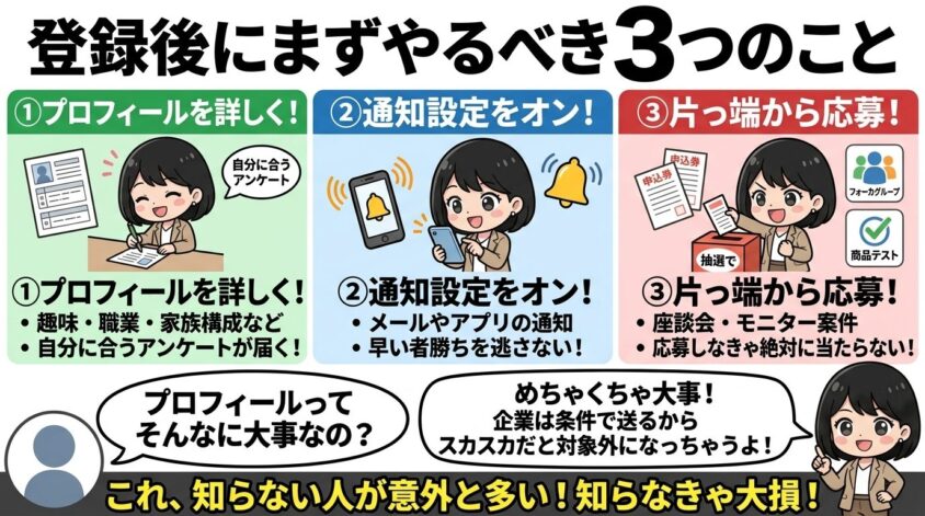 登録後にまずやるべき3つのこと
