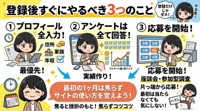 登録後すぐにやるべき3つのこと