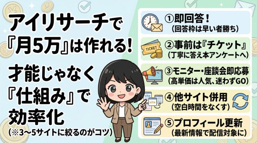 アイリサーチで効率よく稼ぐための5つのコツ