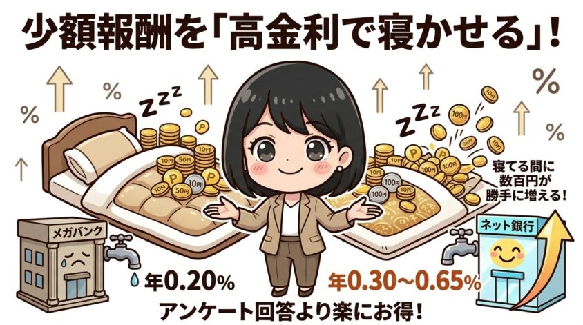 少額報酬を「高金利で寝かせる」ことができる