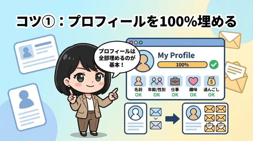 プロフィールを100%埋める