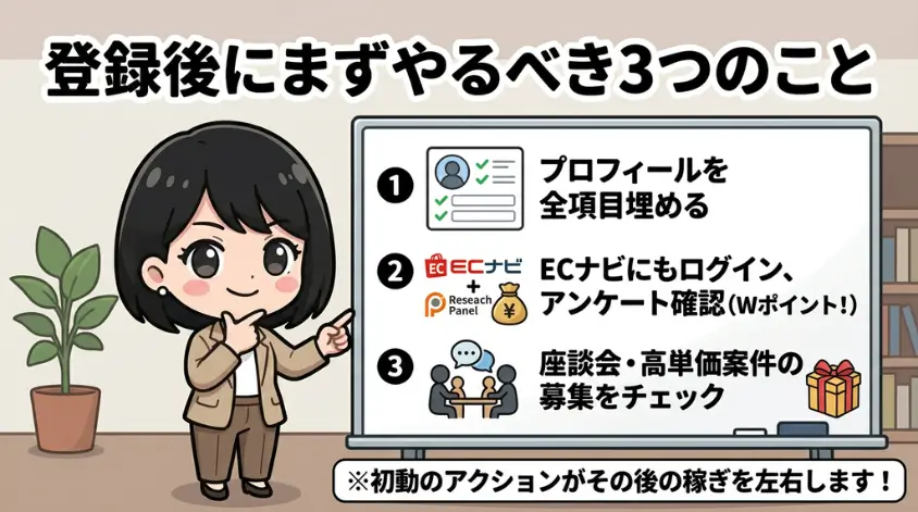 登録後にまずやるべき3つのこと