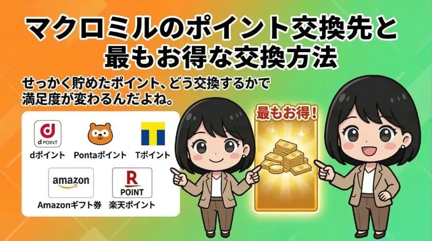 マクロミルのポイント交換先と最もお得な交換方法