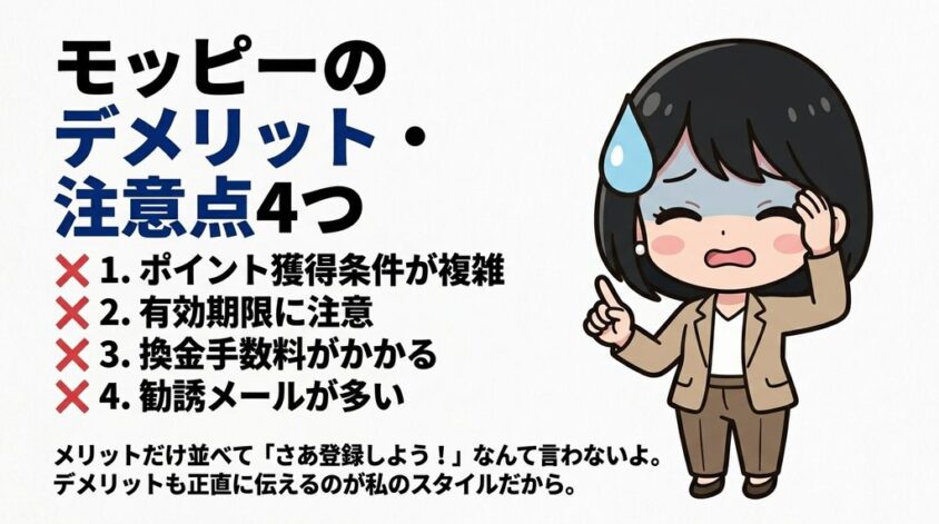 モッピーのデメリット・注意点4つ