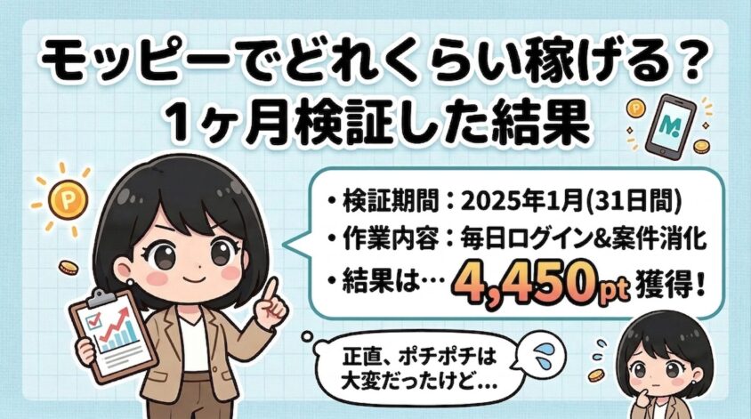 モッピーでどれくらい稼げる？1ヶ月検証した結果