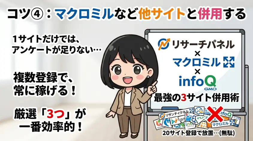 マクロミルなど他サイトと併用する