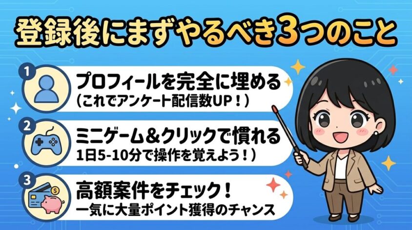 登録後にまずやるべき3つのこと