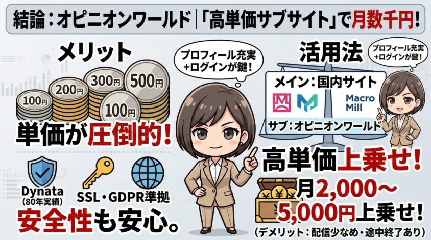 オピニオンワールドは「高単価のサブサイト」として使うのが正解