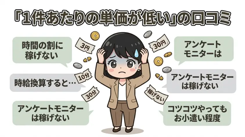 「1件あたりの単価が低い」の口コミ