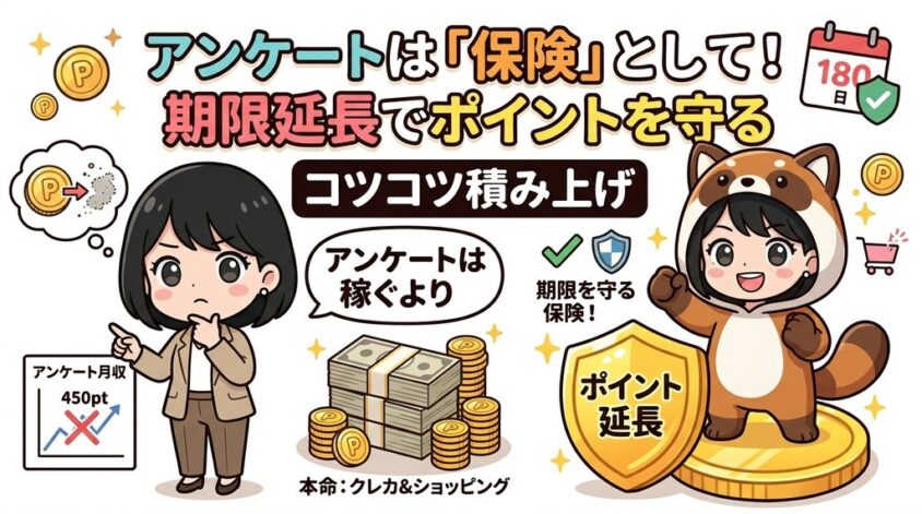 アンケート回答でコツコツ積み上げ