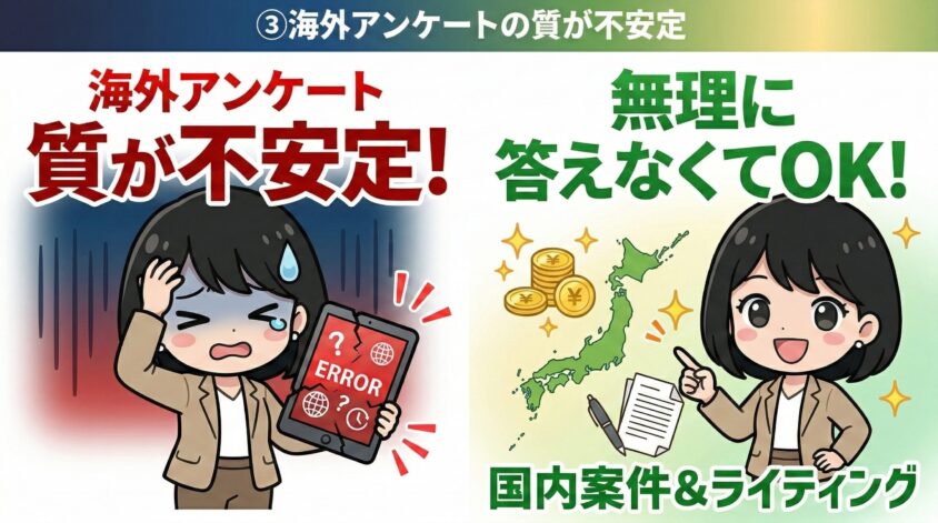 海外アンケートの質が不安定