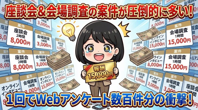 座談会・会場調査の案件が多い