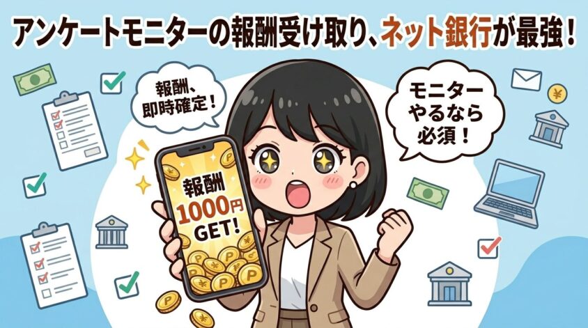 アンケートモニターの報酬受け取りにネット銀行が最強
