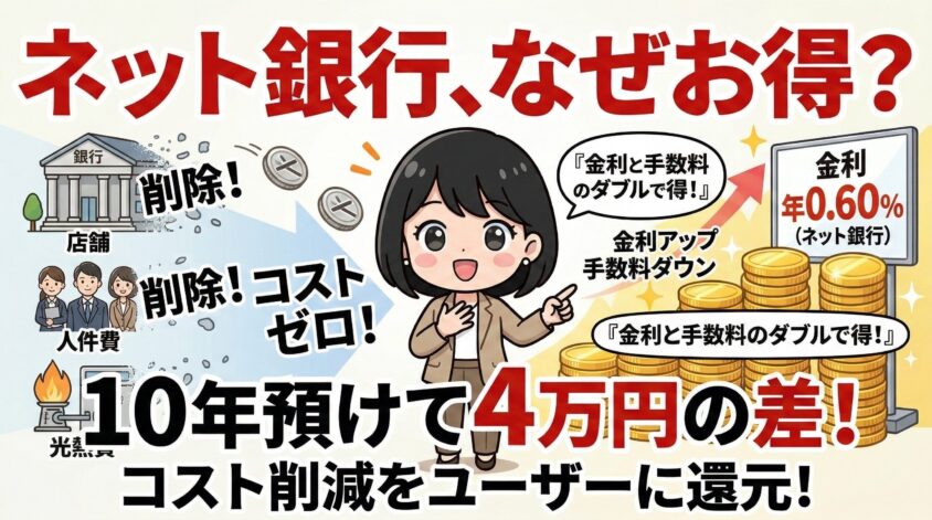 ネット銀行が手数料が安い・金利が高い理由