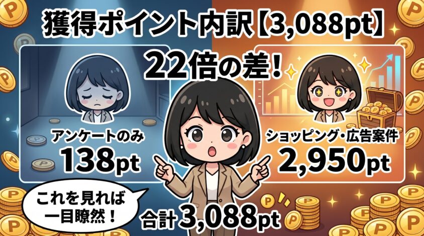 30日間の獲得ポイント内訳