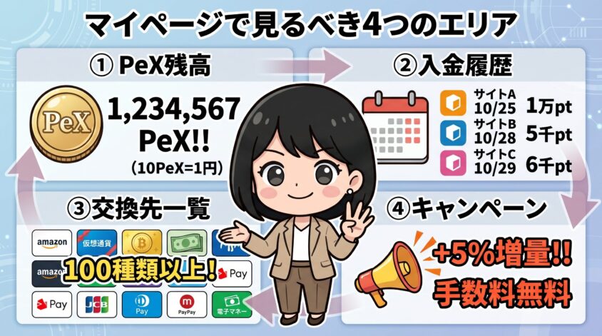 マイページで見るべき4つのエリア