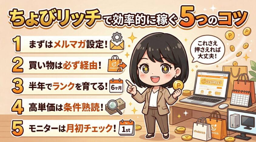 ちょびリッチで効率的に稼ぐ5つのコツ