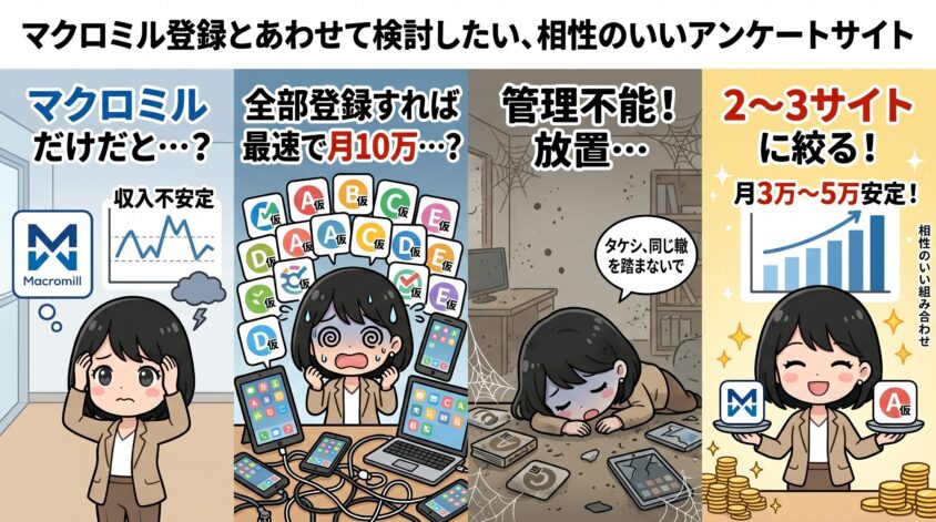 マクロミル登録とあわせて検討したい、相性のいいアンケートサイト