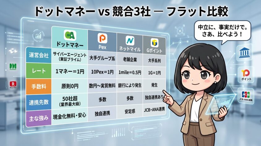 ドットマネー vs Pex／ネットマイル／Gポイント 比較