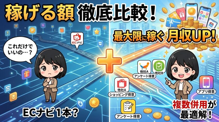 ECナビと他ポイントサイトの「稼げる額」比較