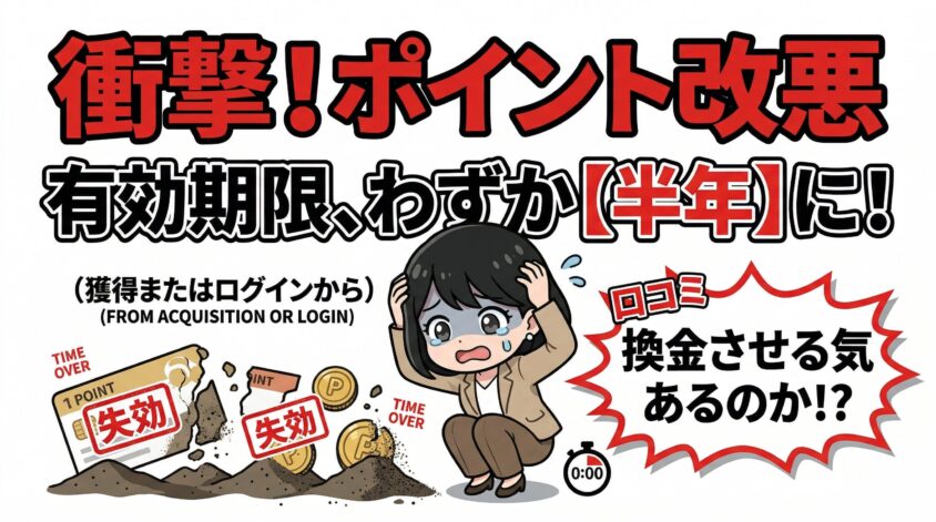 ポイントの有効期限が半年に短縮された