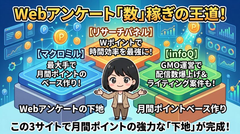 Webアンケートは大手サイトで数を稼ぐ