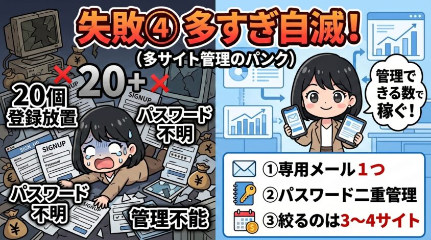 複数サイト登録の管理でパンクする