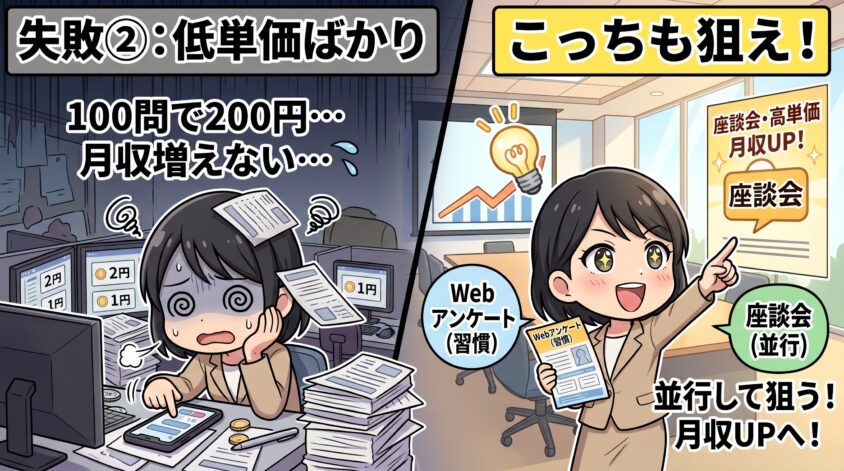 低単価Webアンケートばかりに時間を使わない