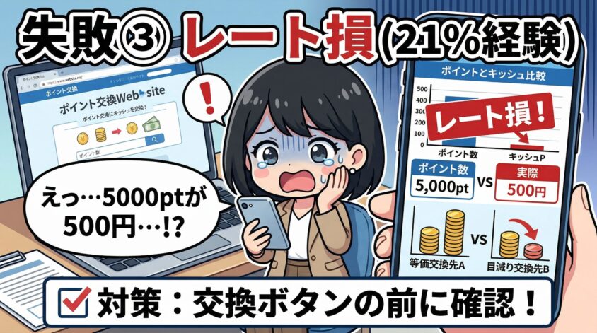 交換レートを確認せずに損なルートを選ぶ