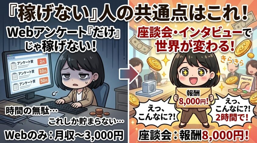 Webアンケートだけで稼ごうとするから「稼げない」になる