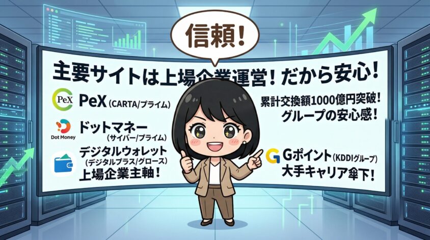 主要サイトの運営企業と信頼性