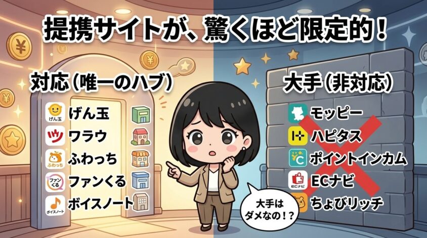 提携元(送り元)が約8〜55カ所と限定的