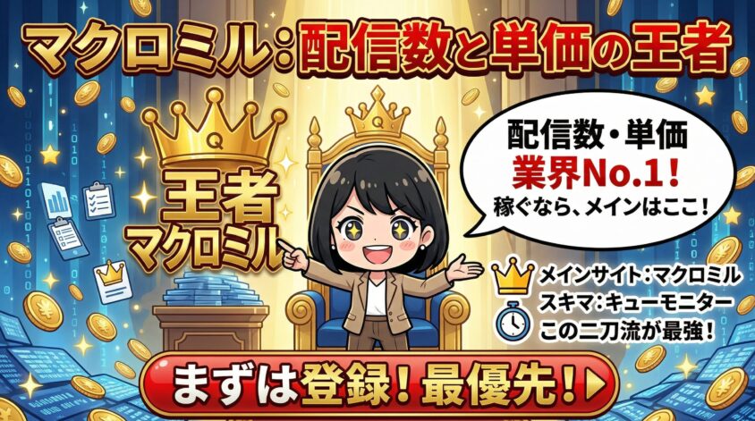 マクロミル:配信数と単価の王者