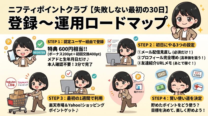 ニフティポイントクラブの登録〜運用ステップ