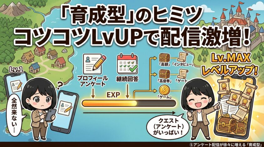 アンケート配信が徐々に増える「育成型」