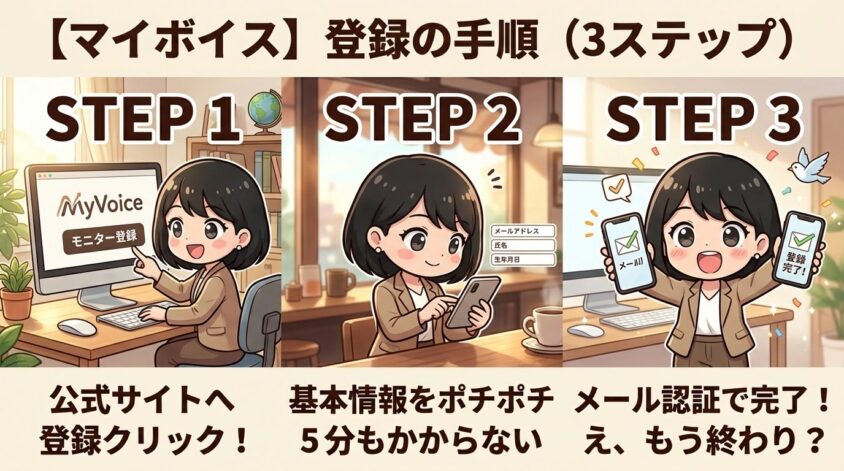 登録の手順（3ステップ）