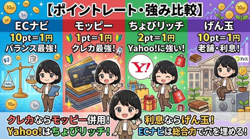 ポイントレート・強みの比較
