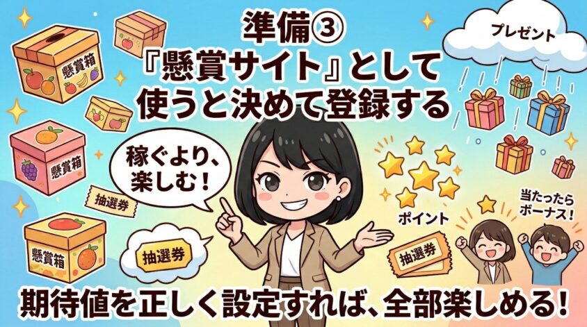 「懸賞サイト」として使うと決めて登録する