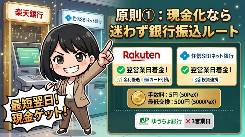 現金化したいなら銀行振込ルート