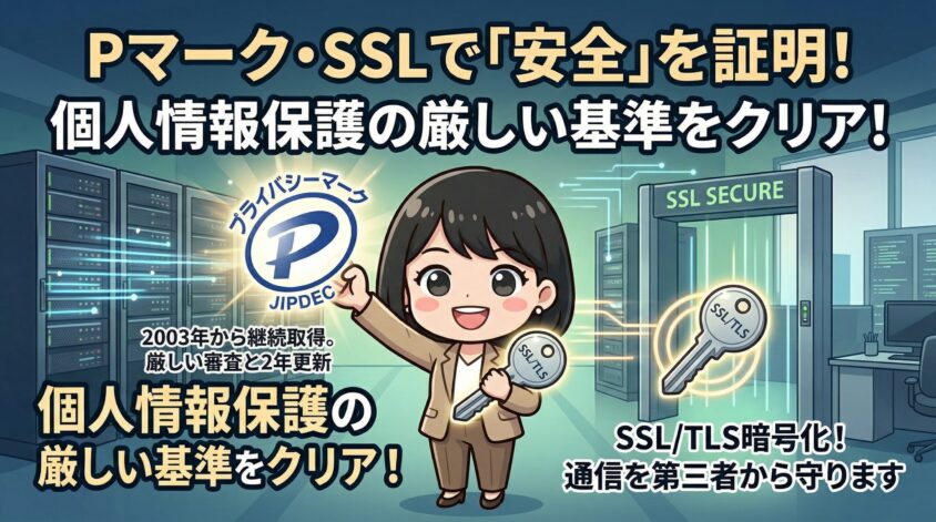 プライバシーマーク・SSL/TLS暗号化に対応