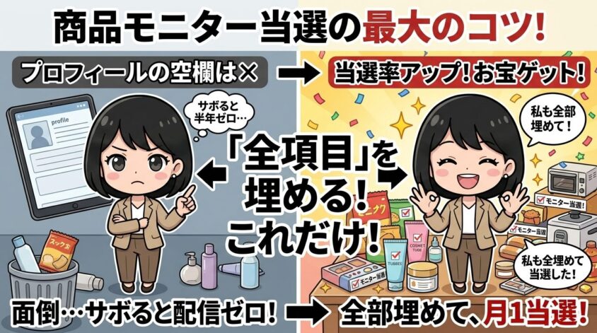商品モニター当選のコツ（プロフィール最適化）