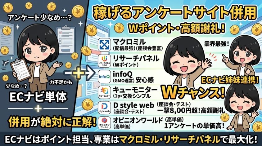 アンケートで稼ぎたいなら併用推奨のサイト