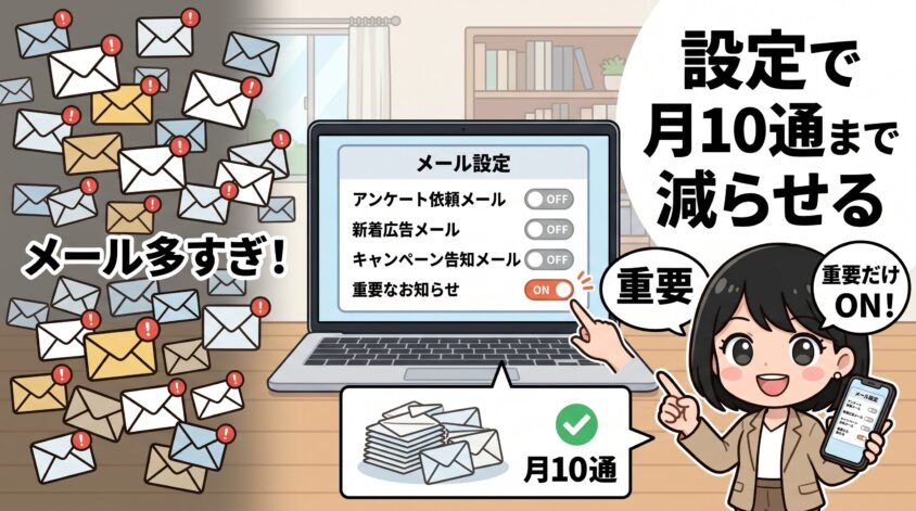 設定で月10通まで減らせる