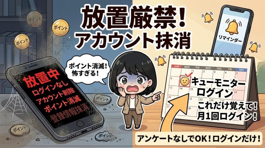 長期放置するとアカウント抹消のリスクあり