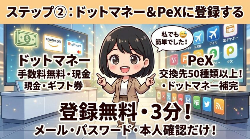 ドットマネーとPeXに登録する