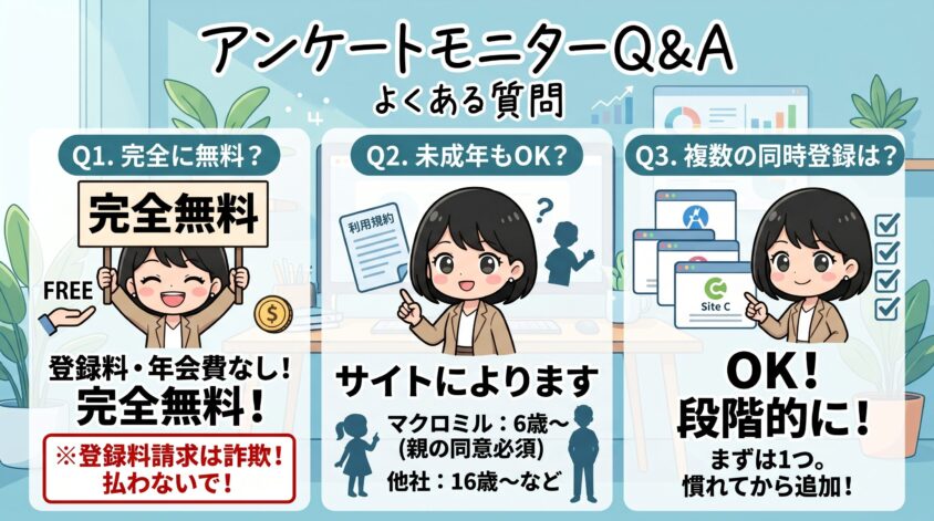アンケートモニターの始め方に関するよくある質問