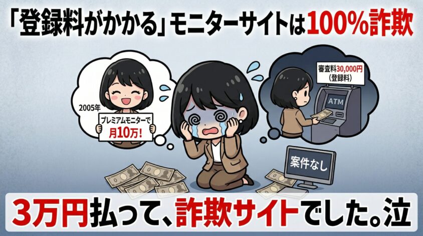 「登録料がかかる」モニターサイトは100%詐欺