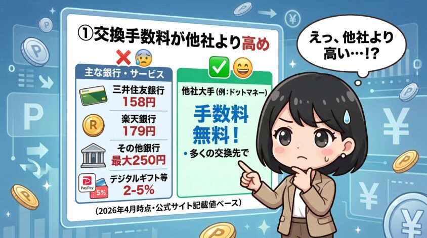 交換手数料が他社より高め