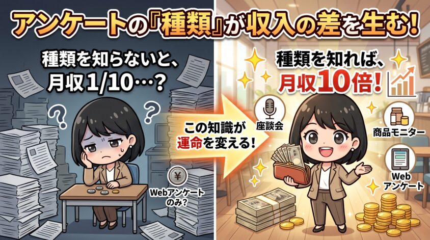 アンケートの「種類」が収入の差を生む